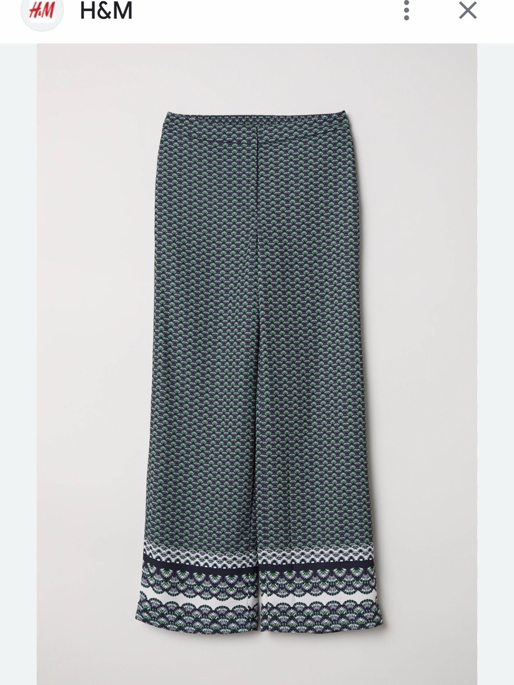 H&M Black and White Wide-Leg Patterned Pants